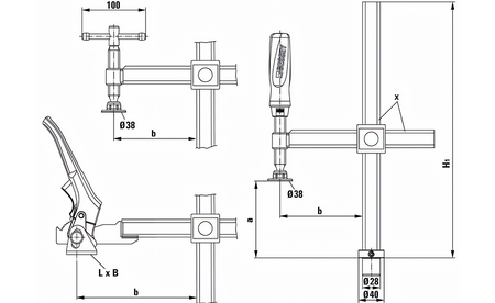 Elément de serrage variable pour établis 200 mm BE-TWV16-20-15H 2