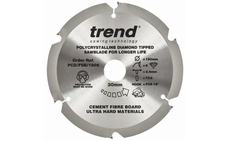 Lame de scie circulaire DIA 190x2,4/1,6x30, TFZ=6 T-PCD-FSB-1906