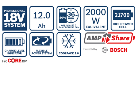 BOSCH ProCORE18V 12.0Ah Professional Pack de batteries B-1-600-A01-6GU 1