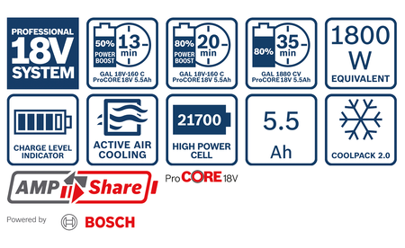 BOSCH ProCORE18V 5.5Ah Professional Pack de batteries B-1-600-A02-149 1