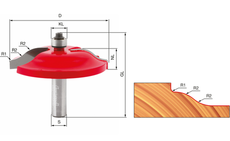 Fraise à surfacer freud avec roulement à billes HW (HM) D76,2 R2 R16 S12 FR-99-22112P 1