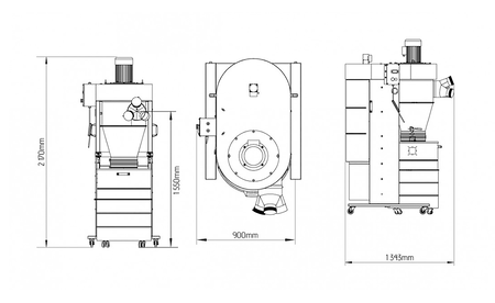 Clean air extraction system Holzprofi Maker RL200R HP-M1-RL200R 2