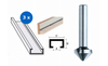 3x rails profilés en aluminium 1200 mm, fraises coniques incluses SET-3X-1200-327 | © sauter GmbH